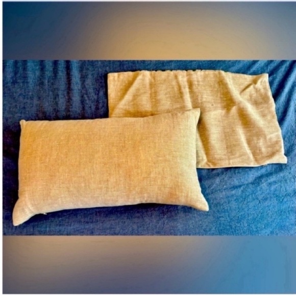 Set of 2 Floral Green Block Print Custom Pillow Cover, Green and white 14x24" - Picture 4 of 4